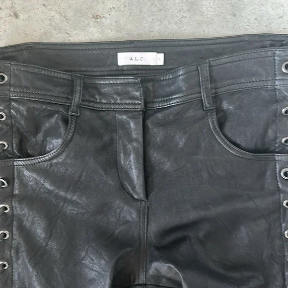 A.L.C. ‘Dent’ Black Lace-Up Leather Pants Size 2 - Picture 6 of 14